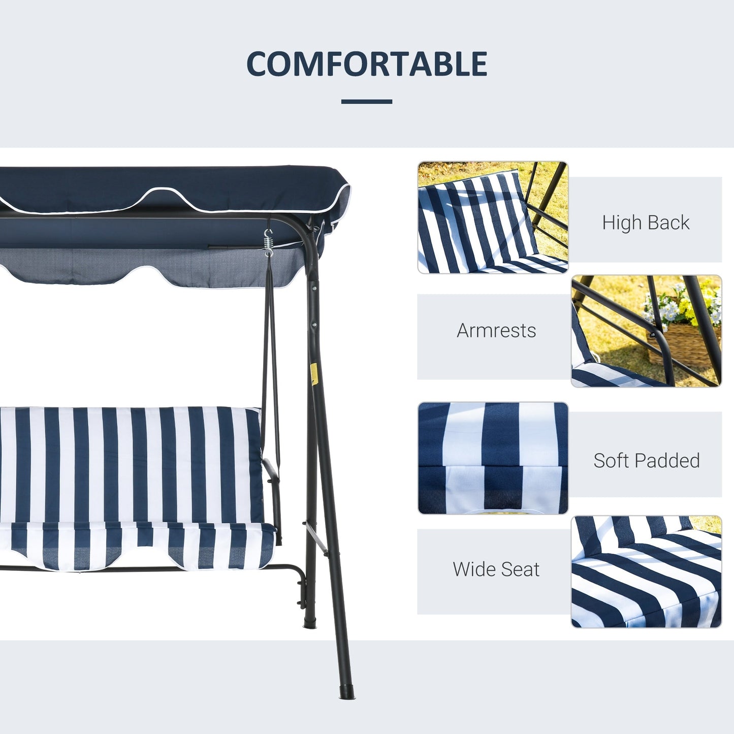 Balançoire de jardin Outsunny pour 3 personnes