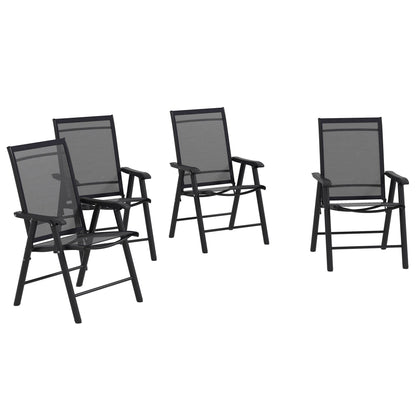 Ensemble de 4 chaises de patio pliantes Outsunny au design simple et élégant, confortables pour la terrasse, le jardin, la cour et les voyages.