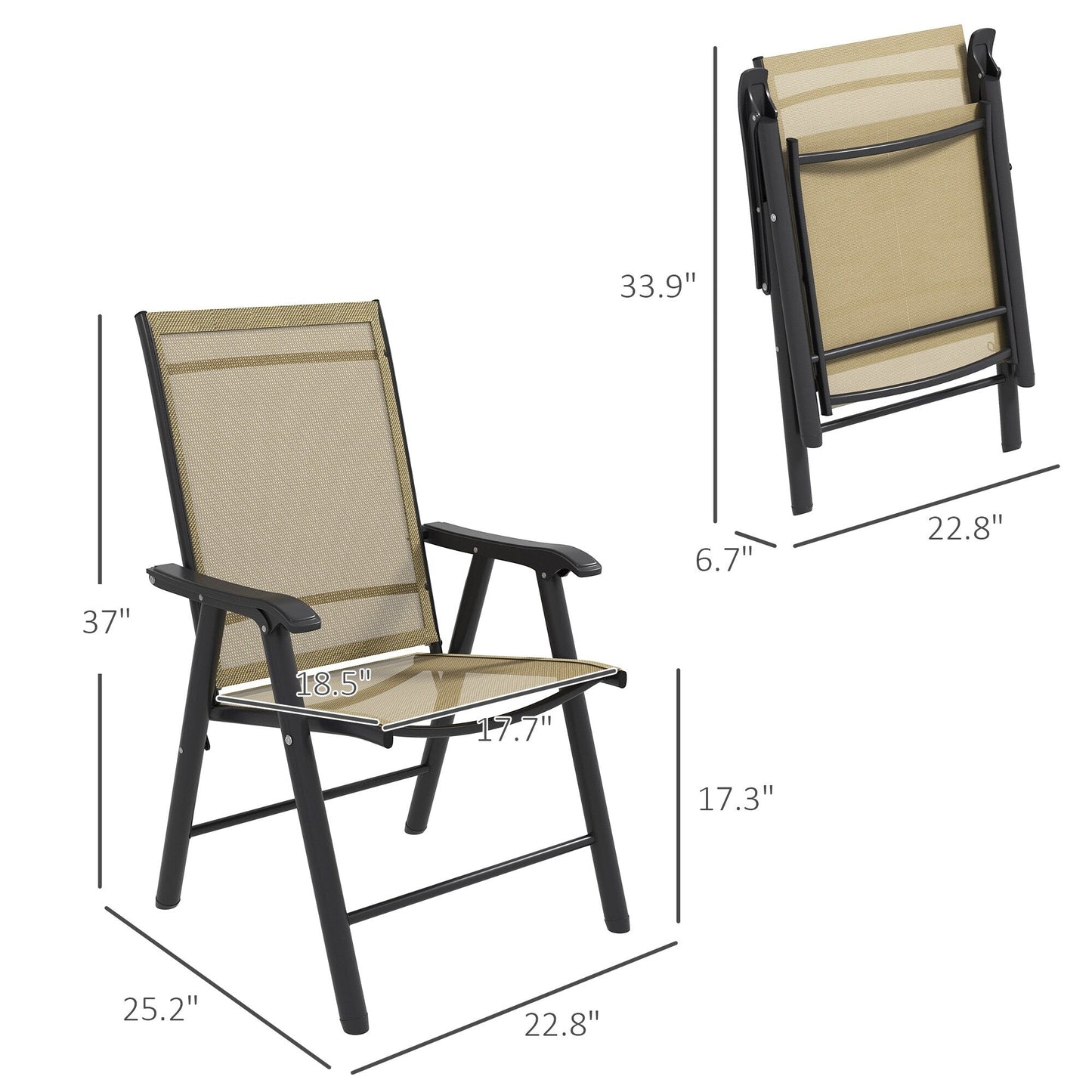 Ensemble de 4 chaises de patio pliantes Outsunny au design simple et élégant, confortables pour la terrasse, le jardin, la cour et les voyages.