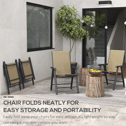 Ensemble de 4 chaises de patio pliantes Outsunny au design simple et élégant, confortables pour la terrasse, le jardin, la cour et les voyages.