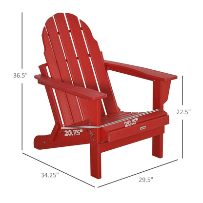 Chaise Adirondack pliante Outsunny, chaises longues d'extérieur en plastique PEHD résistant aux intempéries pour terrasse, patio et jardin