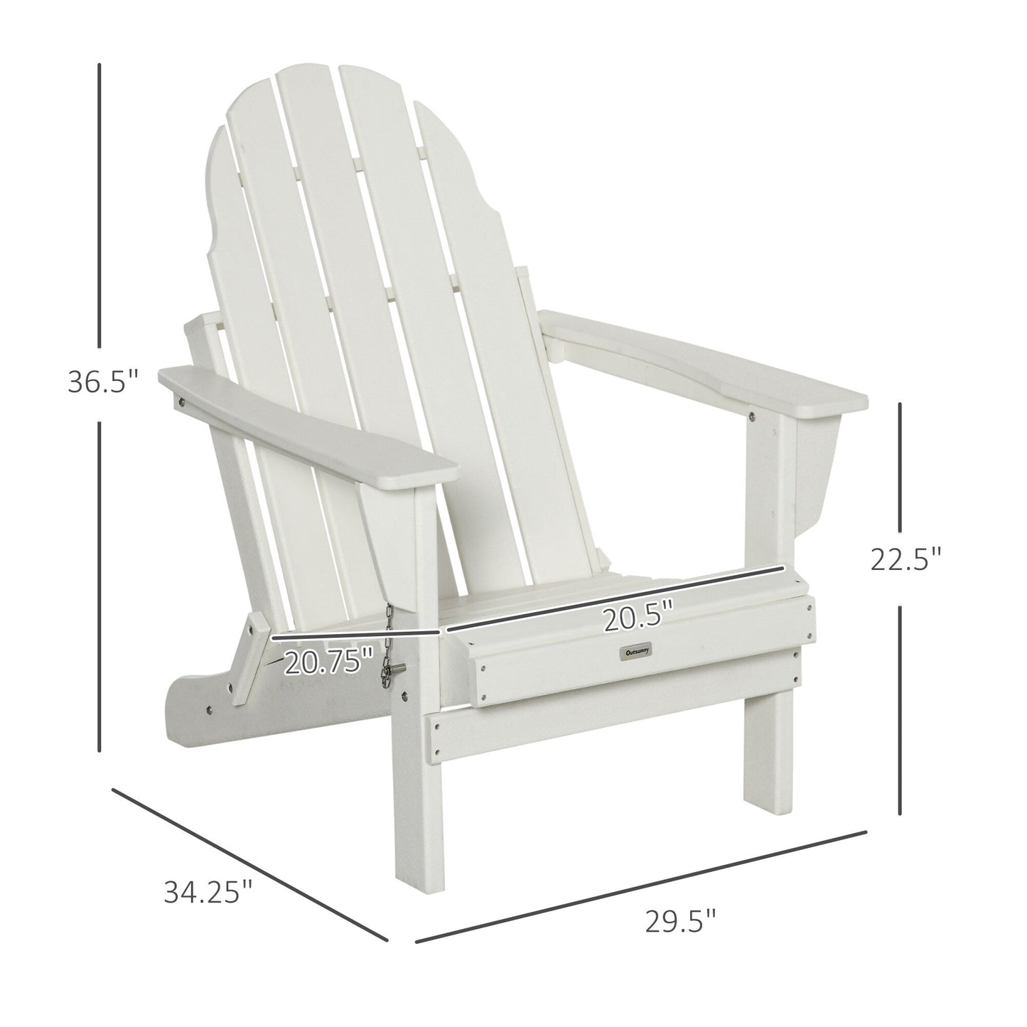 Chaise Adirondack pliante Outsunny, chaises longues d'extérieur en plastique PEHD résistant aux intempéries pour terrasse, patio et jardin