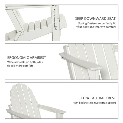 Chaise Adirondack pliante Outsunny, chaises longues d'extérieur en plastique PEHD résistant aux intempéries pour terrasse, patio et jardin