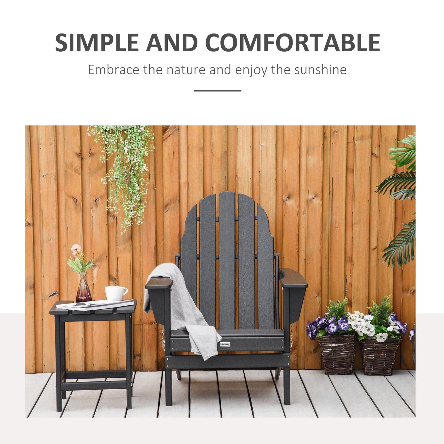 Chaise Adirondack pliante Outsunny, chaises longues d'extérieur en plastique PEHD résistant aux intempéries pour terrasse, patio et jardin