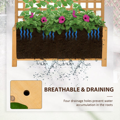 Jardinière en bois Outsunny avec treillis, potager surélevé pour plantes grimpantes avec trous de drainage et toit