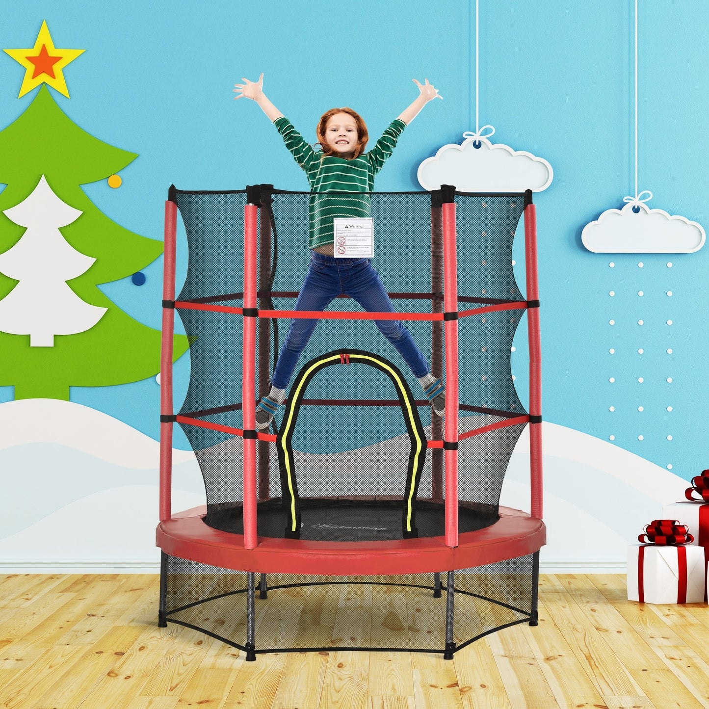 Trampoline Outsunny pour enfants de 1,5 m de diamètre avec filet, pour l'intérieur et l'extérieur, de 3 à 6 ans