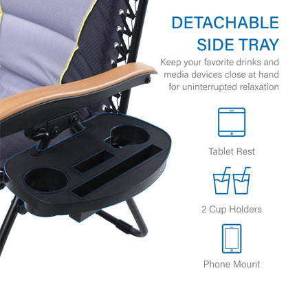 Fauteuil lounge XL surdimensionné rembourré zéro gravité avec accoudoirs plus larges, inclinable et porte-gobelet - Non disponible