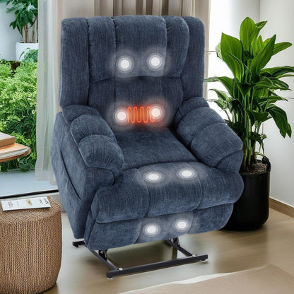 Fauteuil inclinable électrique surdimensionné en chenille avec massage et chauffage lombaire, inclinable en position infinie