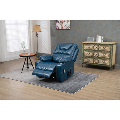 Fauteuil inclinable électrique surdimensionné en cuir PU avec massage, chauffage lombaire, porte-gobelet, inclinaison à plat à 180°