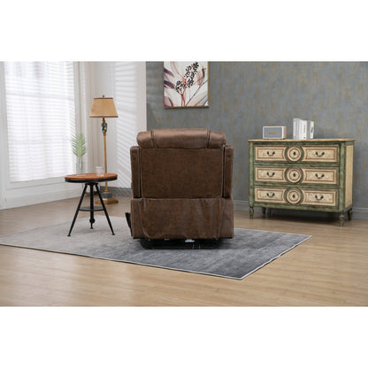 Fauteuil inclinable électrique surdimensionné en cuir PU avec massage, chauffage lombaire, porte-gobelet, inclinaison à plat à 180°