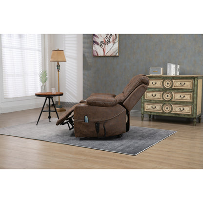 Fauteuil inclinable électrique surdimensionné en cuir PU avec massage, chauffage lombaire, porte-gobelet, inclinaison à plat à 180°