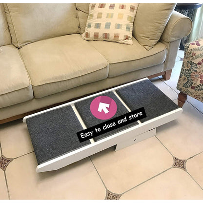 Escalier pliable portable 2 en 1 PAWLAND pour chiens et chats, idéal pour les lits hauts. Il sert également de marchepied facile à monter.