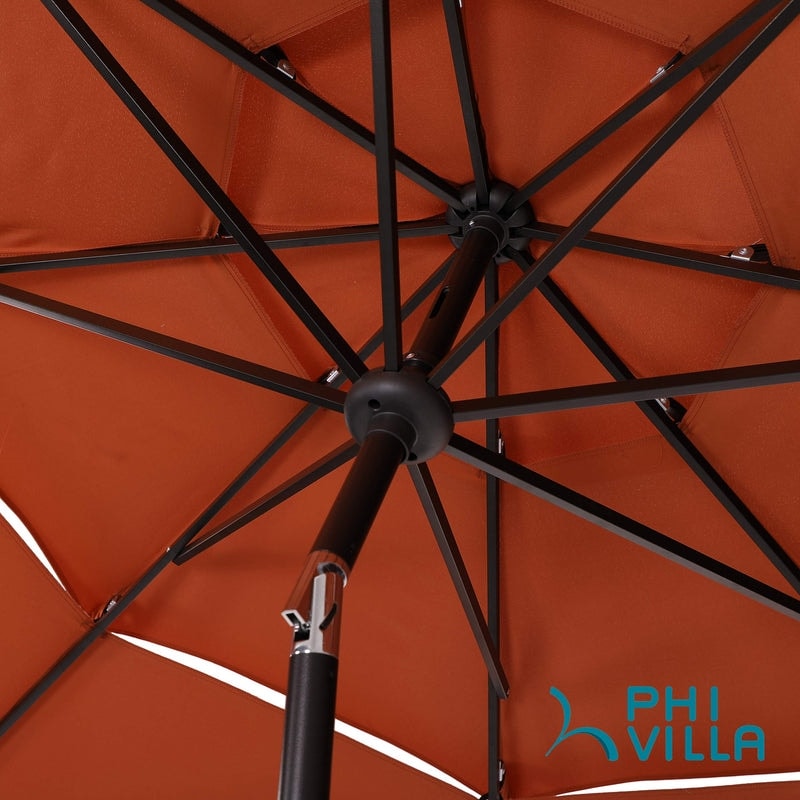 Ensemble de salle à manger de patio 6 pièces MAISON ARTS avec parasol à inclinaison automatique à 3 niveaux de 10 pieds : 4 chaises d'extérieur en métal et 1 table à manger carrée en métal