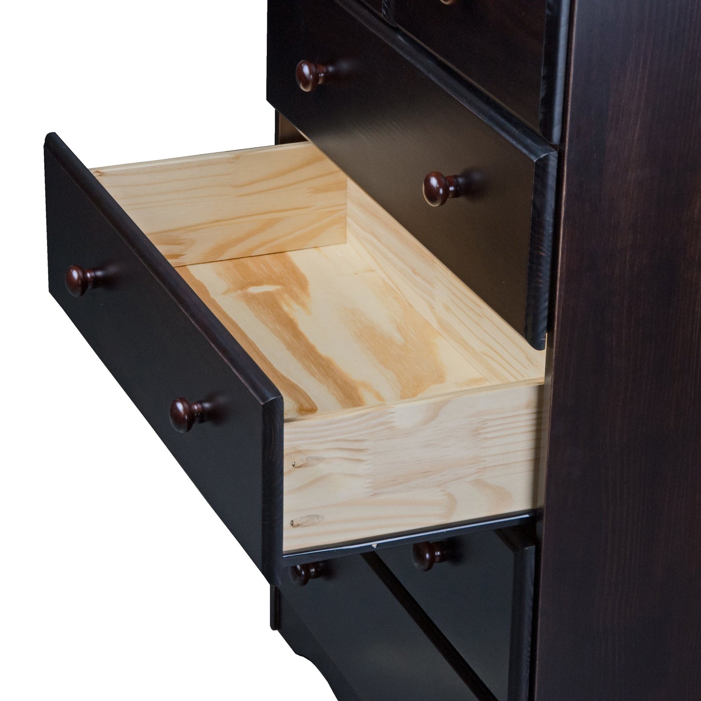 Commode à 5 tiroirs 100 % bois massif Palace Imports avec poignées en métal ou en bois