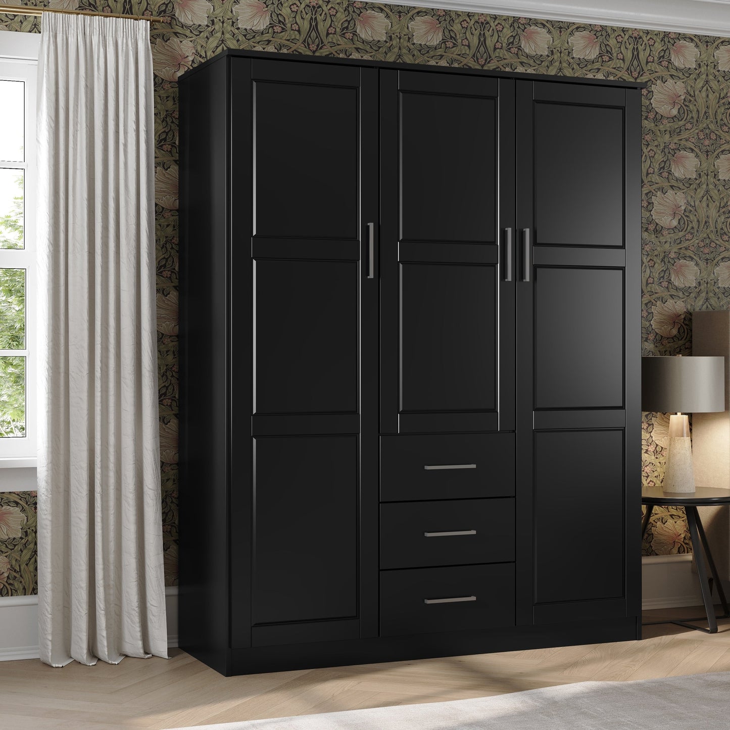 Armoire-penderie Palace Imports Cosmo 3 portes, 100 % bois massif, avec portes en bois massif ou miroir