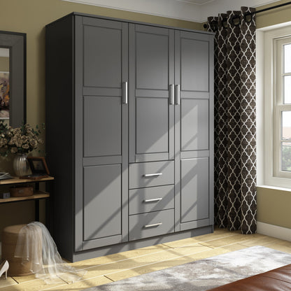 Armoire-penderie Palace Imports Cosmo 3 portes, 100 % bois massif, avec portes en bois massif ou miroir