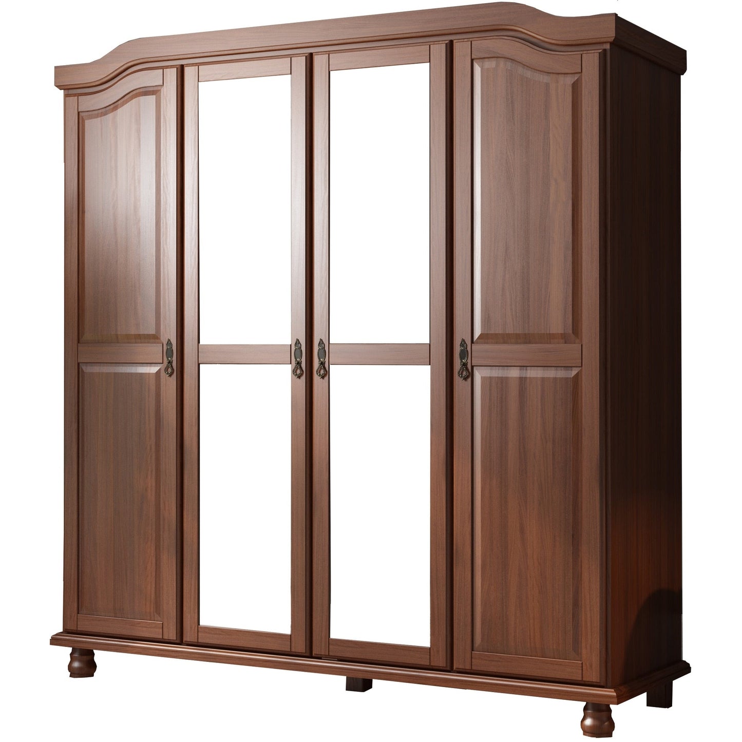 Armoire-penderie Kyle 4 portes de Palace Imports, 100 % bois massif, avec portes en bois massif ou miroir