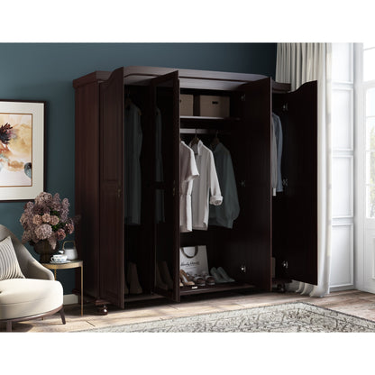 Armoire-penderie Kyle 4 portes de Palace Imports, 100 % bois massif, avec portes en bois massif ou miroir