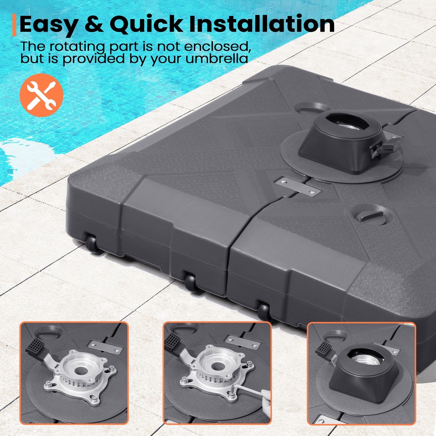 Pied de parasol déporté Pellabant 220 lb avec roulettes - Non disponible