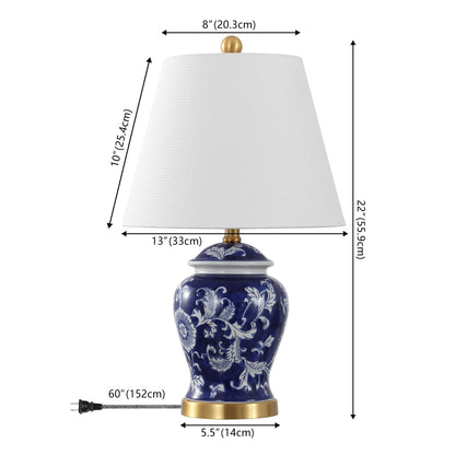 Lampe de table LED Penelope 22 Chinoiserie, bleu/blanc, par JONATHAN Y