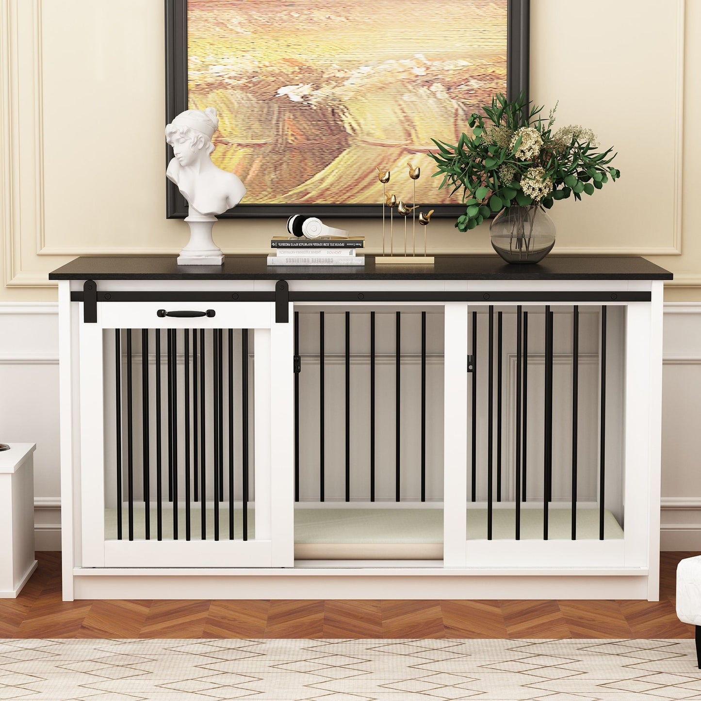 Cage pour chien élégante et robuste avec renfort en tubes de fer