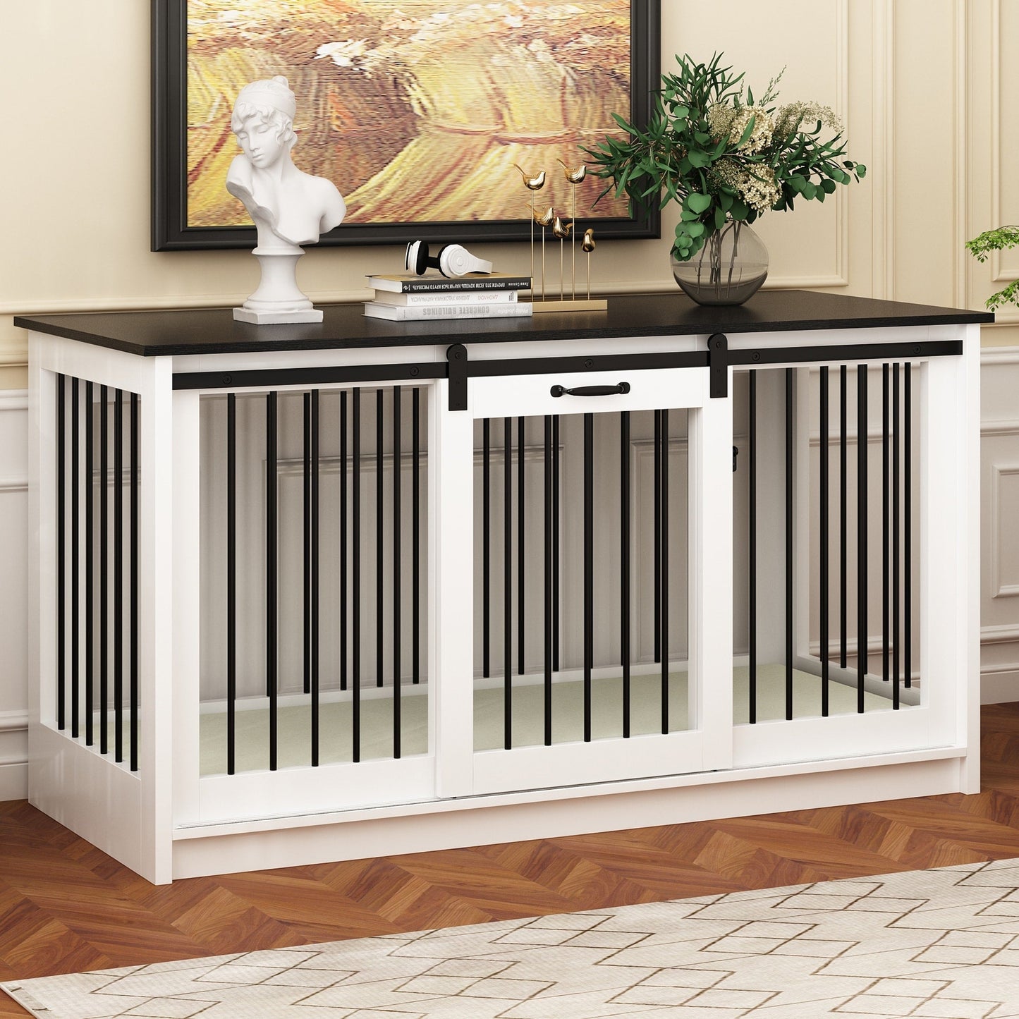 Cage pour chien élégante et robuste avec renfort en tubes de fer