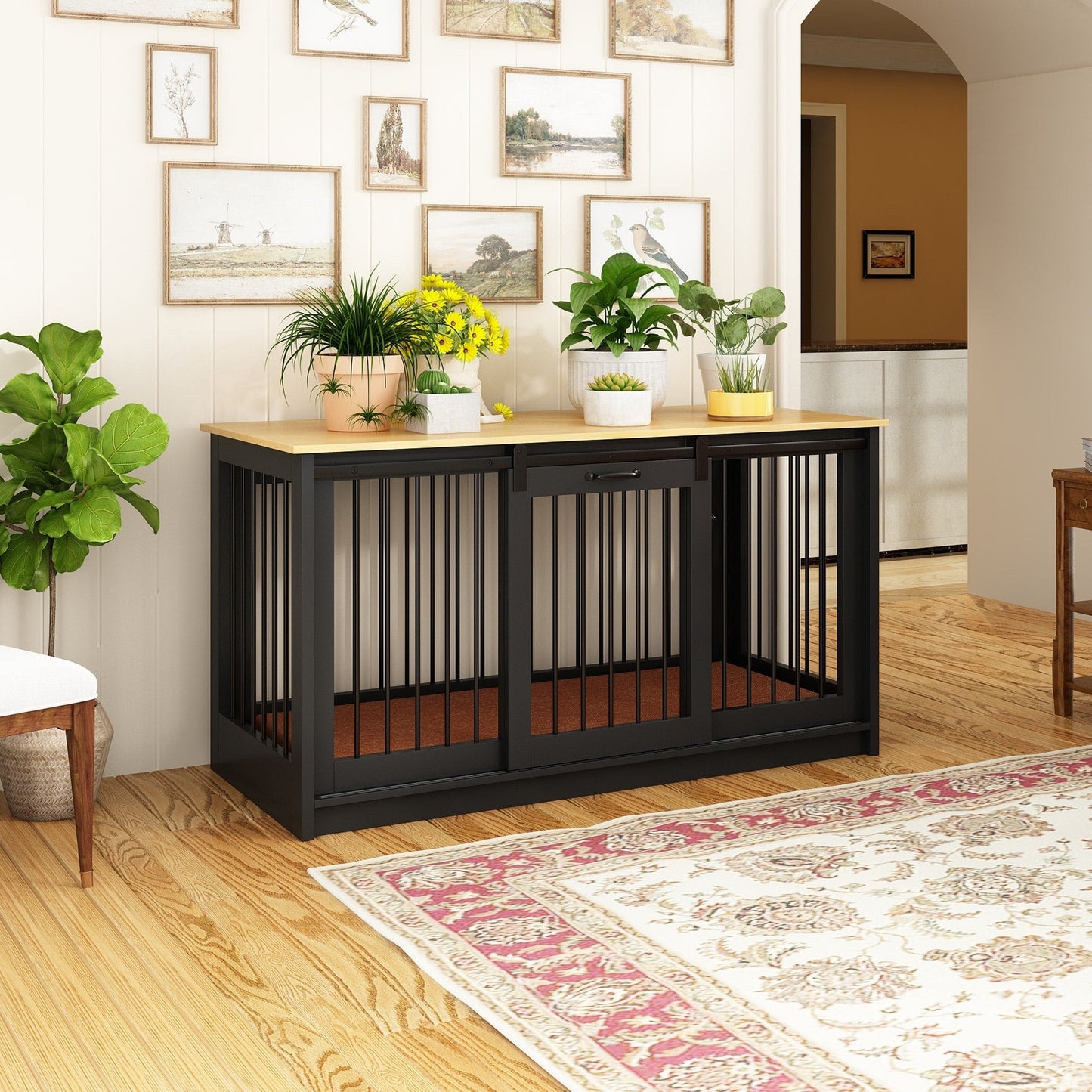 Cage pour chien élégante et robuste avec renfort en tubes de fer