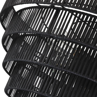 Lustre Piersan à 5 lumières de style bohème moderne avec abat-jour étagé en rotin - 66 cm de large