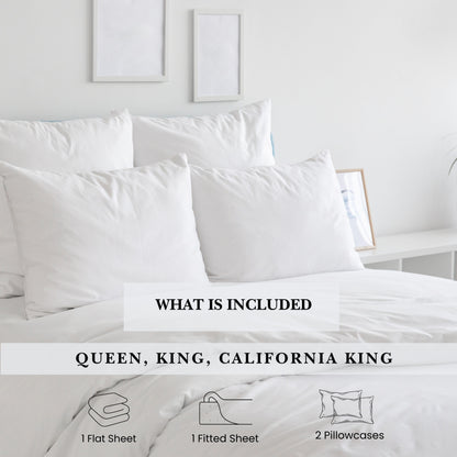 Ensemble de draps Pointehaven en coton à fibres longues, poches profondes, 620 fils/cm²