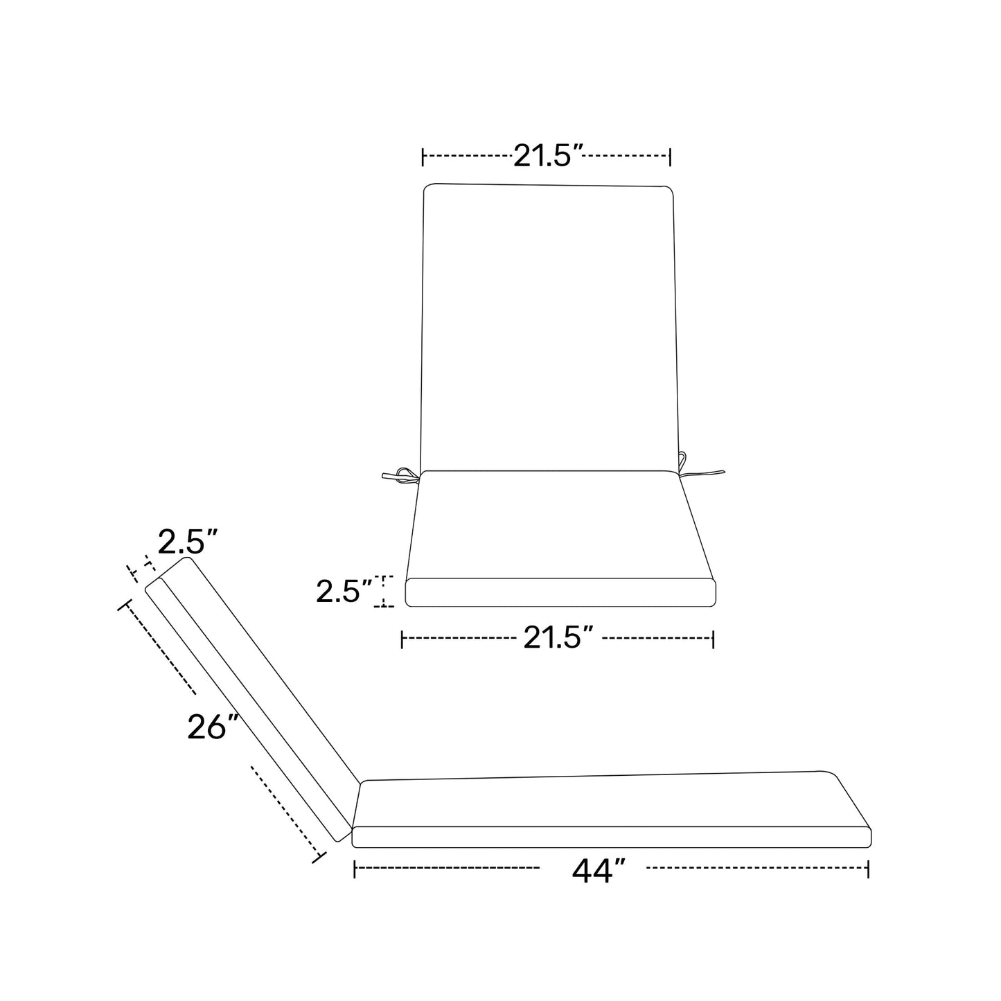 Coussins de chaise longue d'extérieur Polytrends résistants à la décoloration et adaptés à tous les temps - (Lot de 2)