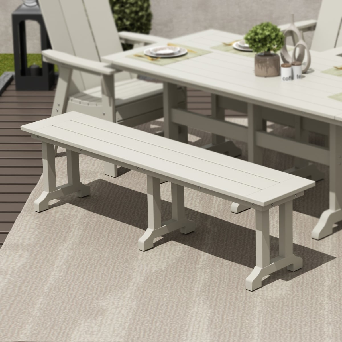 Banc de patio extérieur Polytrends Laguna HDPE résistant aux intempéries, 65 pouces