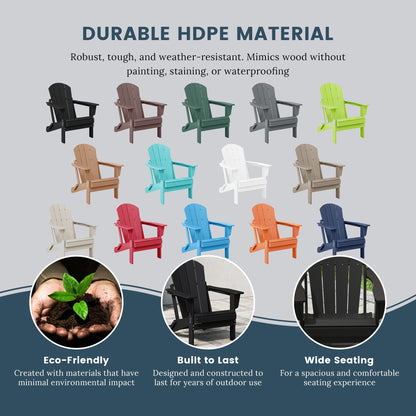 Chaise Adirondack pliante d'extérieur Polytrends Laguna résistante à la décoloration et aux intempéries