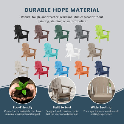 Chaise Adirondack pliante d'extérieur Polytrends Laguna résistante à la décoloration et aux intempéries