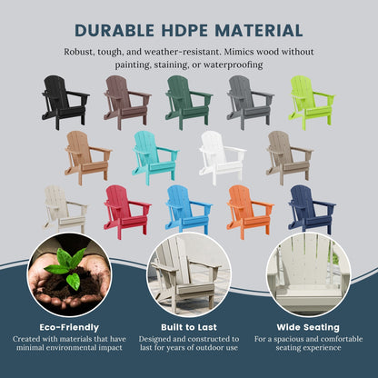 Chaise Adirondack pliante d'extérieur Polytrends Laguna résistante à la décoloration et aux intempéries