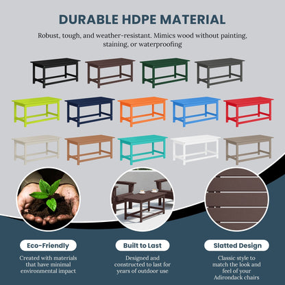 Table basse rectangulaire d'extérieur Polytrends Laguna en PEHD, résistante aux intempéries