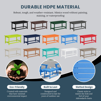 Table basse rectangulaire d'extérieur Polytrends Laguna en PEHD, résistante aux intempéries