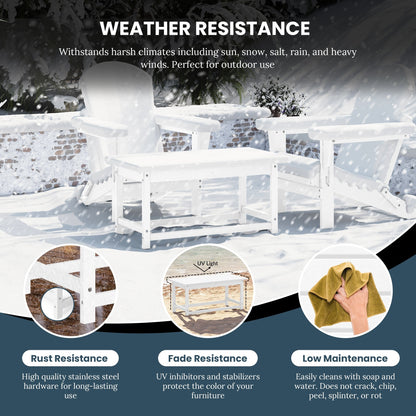 Table basse rectangulaire d'extérieur Polytrends Laguna en PEHD, résistante aux intempéries