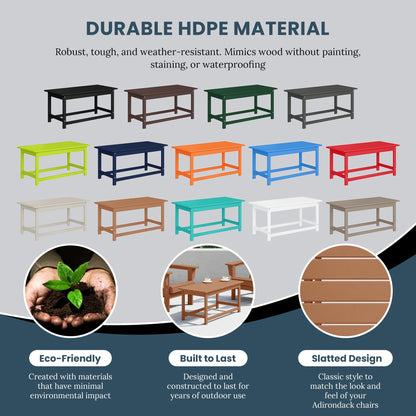 Table basse rectangulaire d'extérieur Polytrends Laguna en PEHD, résistante aux intempéries