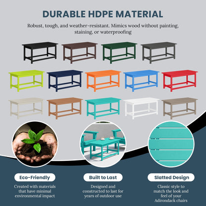 Table basse rectangulaire d'extérieur Polytrends Laguna en PEHD, résistante aux intempéries