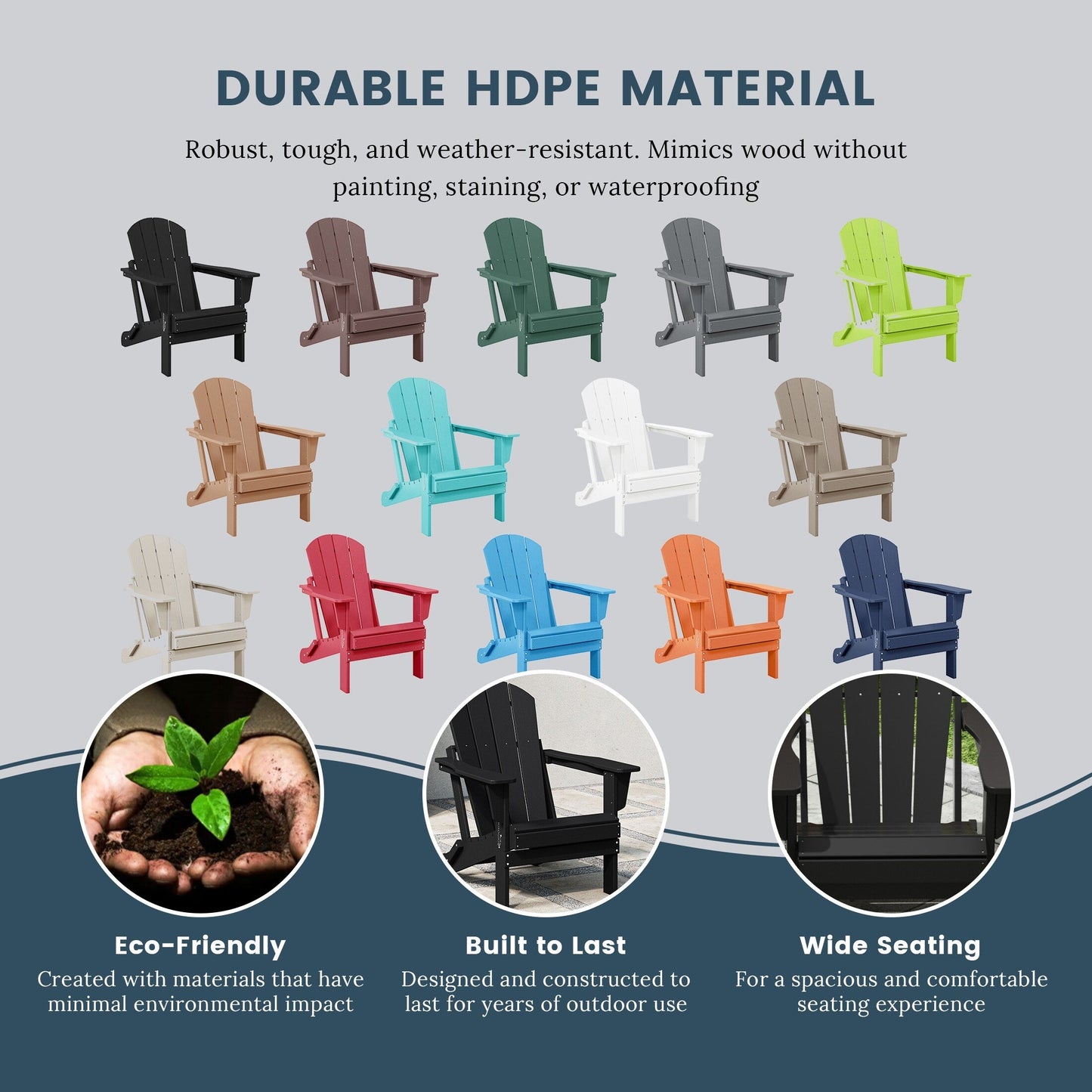 Chaises Adirondack pliantes d'extérieur Polytrends Laguna résistantes aux intempéries (lot de 2)