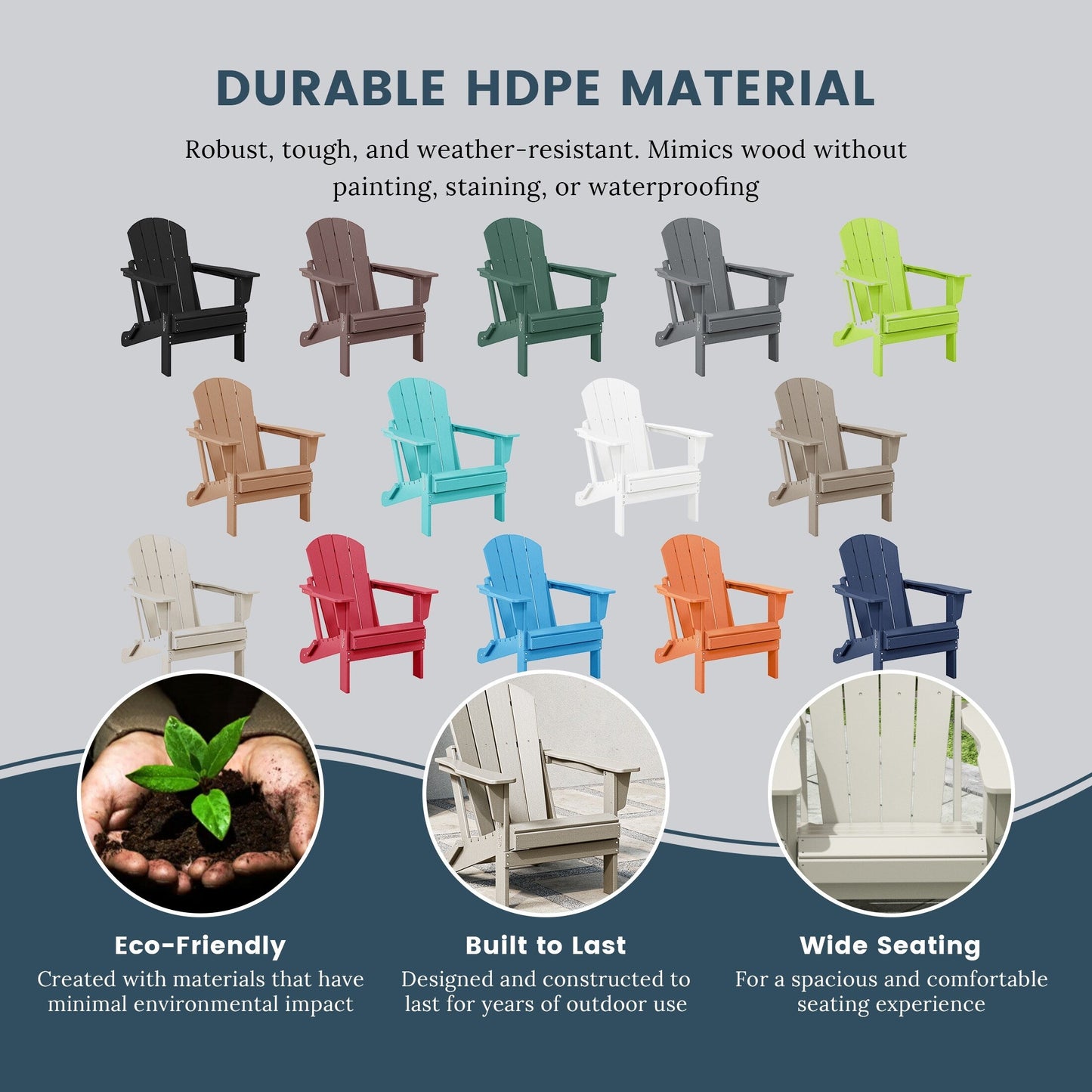 Chaises Adirondack pliantes d'extérieur Polytrends Laguna résistantes aux intempéries (lot de 2)