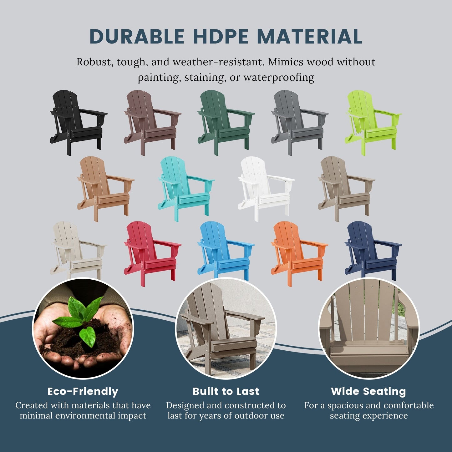 Chaises Adirondack pliantes d'extérieur Polytrends Laguna résistantes aux intempéries (lot de 2)