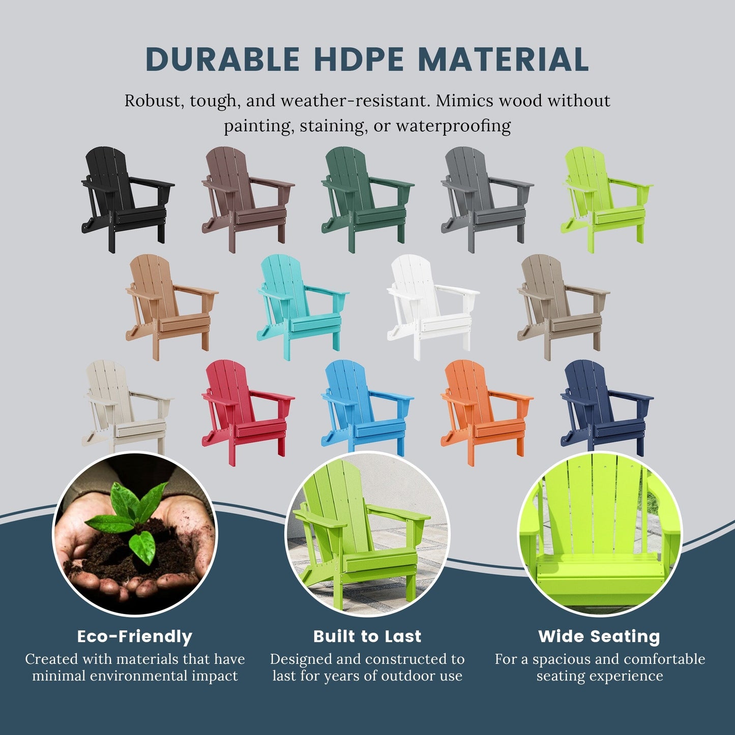 Chaises Adirondack pliantes d'extérieur Polytrends Laguna résistantes aux intempéries (ensemble de 4)