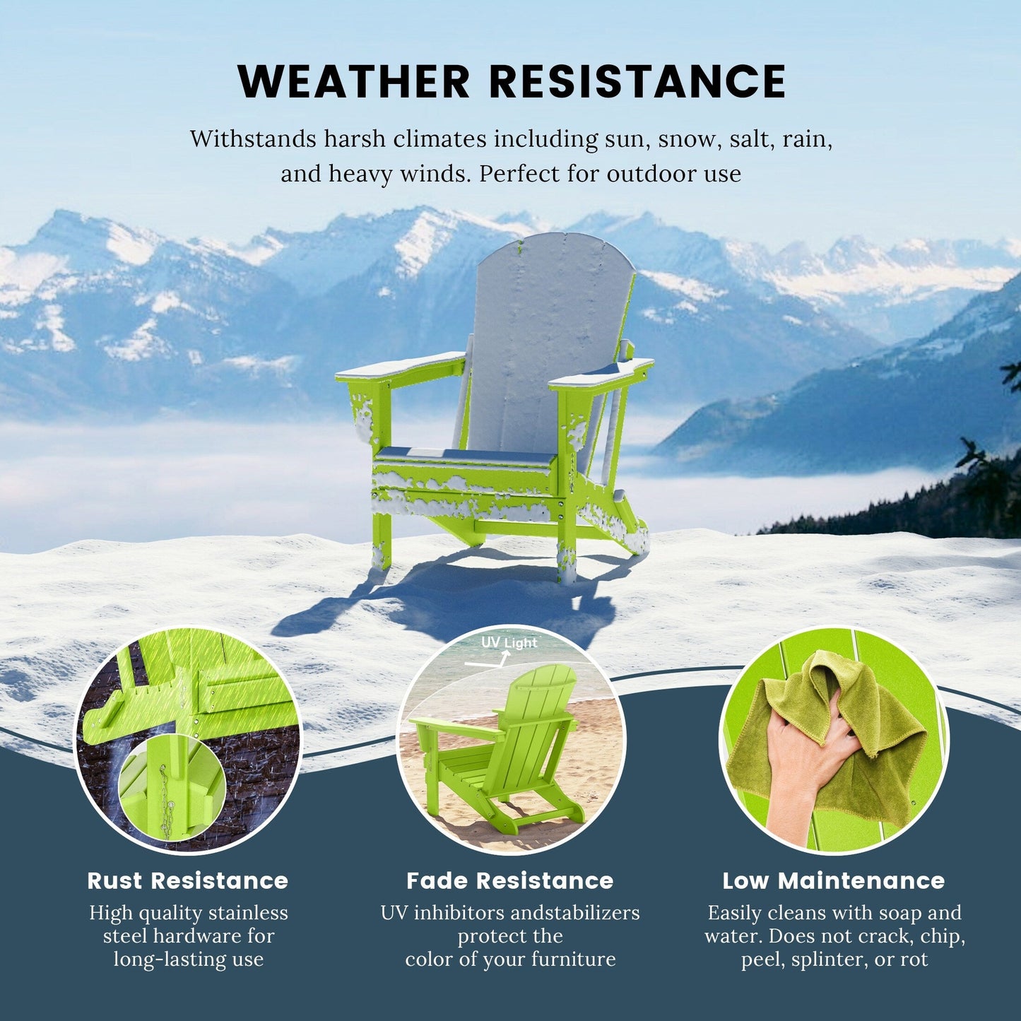 Chaises Adirondack pliantes d'extérieur Polytrends Laguna résistantes aux intempéries (ensemble de 4)