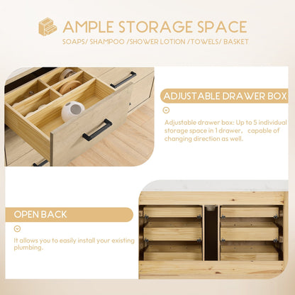 Meuble-lavabo Porto avec plateau en quartz blanc, sans miroir.