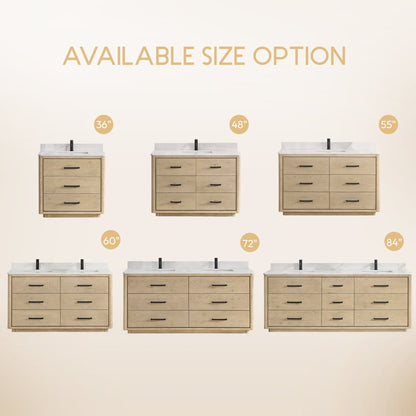 Meuble-lavabo Porto avec plateau en quartz blanc, sans miroir.