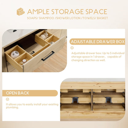 Meuble-lavabo Porto avec plateau en quartz blanc, sans miroir.