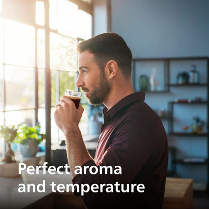 Machine à expresso haut de gamme, 12 cafés chauds/glacés, système LatteGo, broyeur en céramique, chrome noir