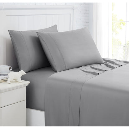 Ensemble de draps 4 pièces de luxe en viscose de bambou 100 % de qualité supérieure, poches extra profondes de 53 cm (21 pouces).