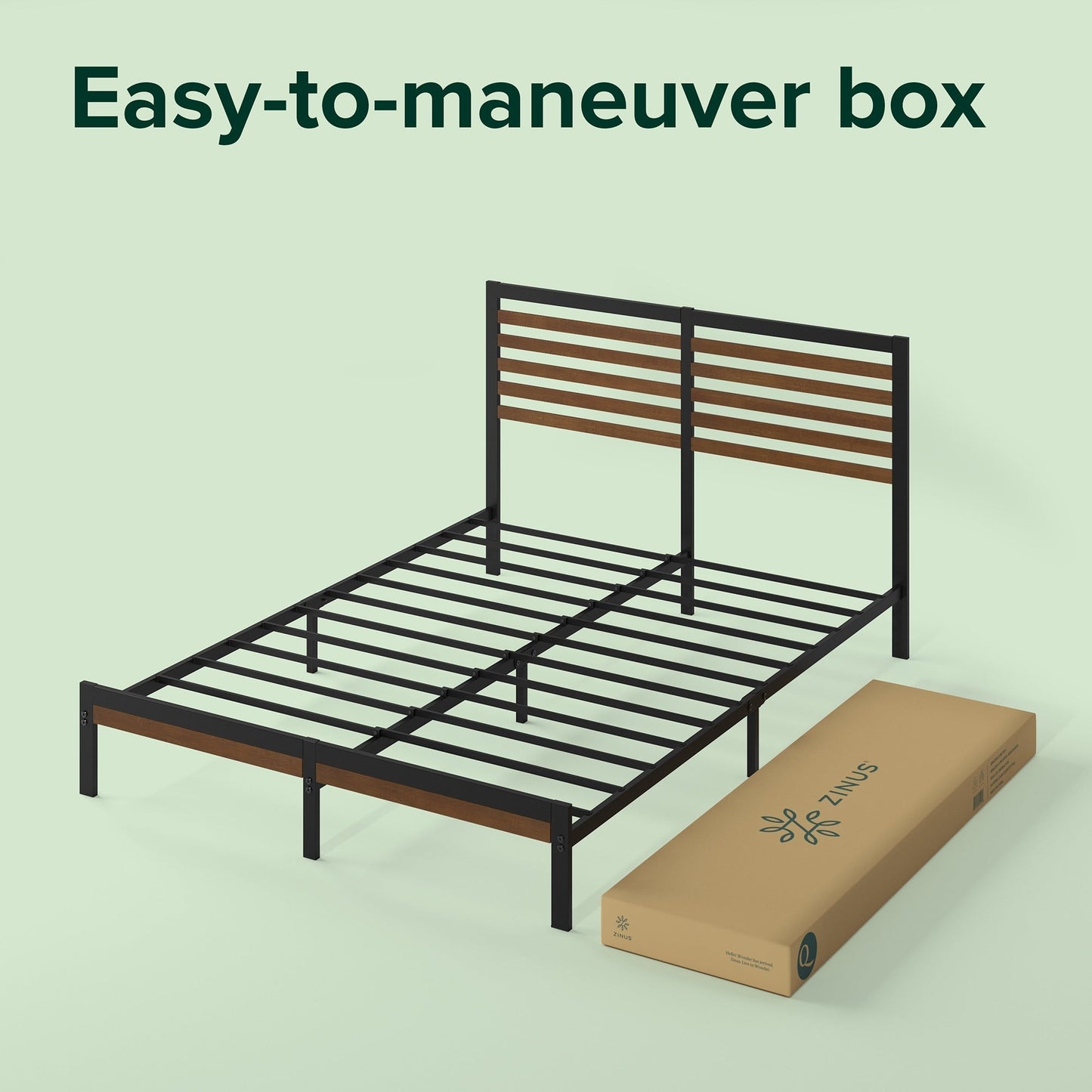 Cadre de lit plateforme Priage de ZINUS en bambou marron et métal